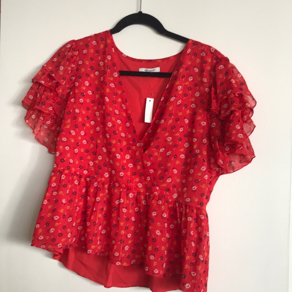 Madewell Peplum Chiffon Top